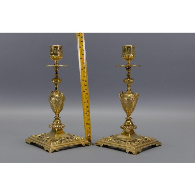 French Neoclassical Bronze Candlesticks, 1930s, Set of 2 For Sale - Image 17 of 18