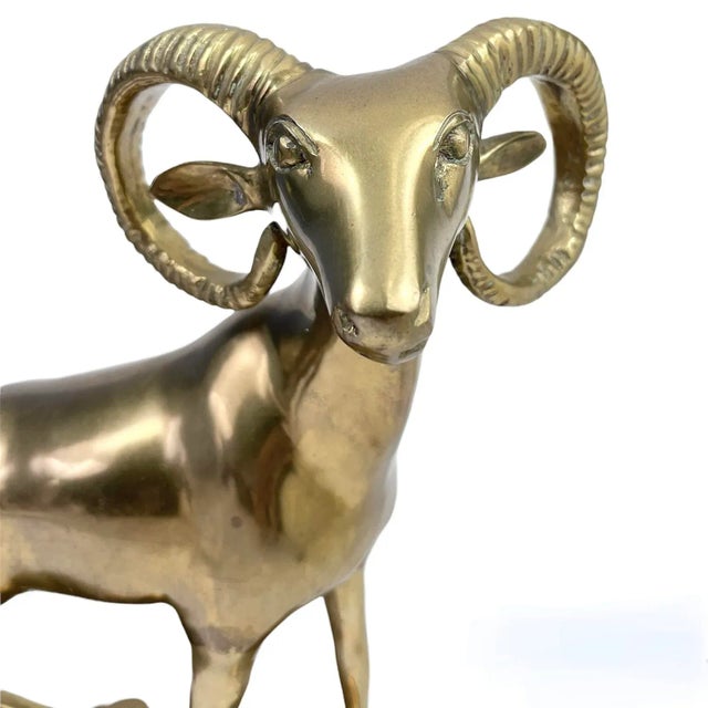 1970s Vintage Brass Ram on Base For Sale - Image 6 of 10