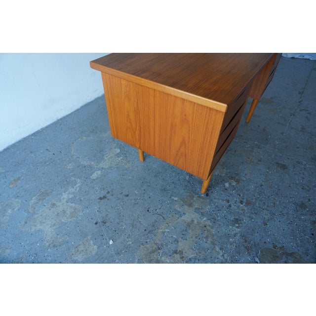 Danish Modern Teak Double-Pedestal Desk in the Style of Arne Vodder For Sale - Image 14 of 17