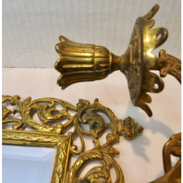 Bradley & Hubbard Co. Brass Beveled Mirror With Sconces For Sale In Nashville - Image 6 of 11