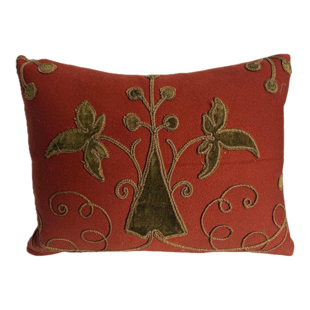 18th Century Italian Baroque Velvet Appliqué Pillow For Sale