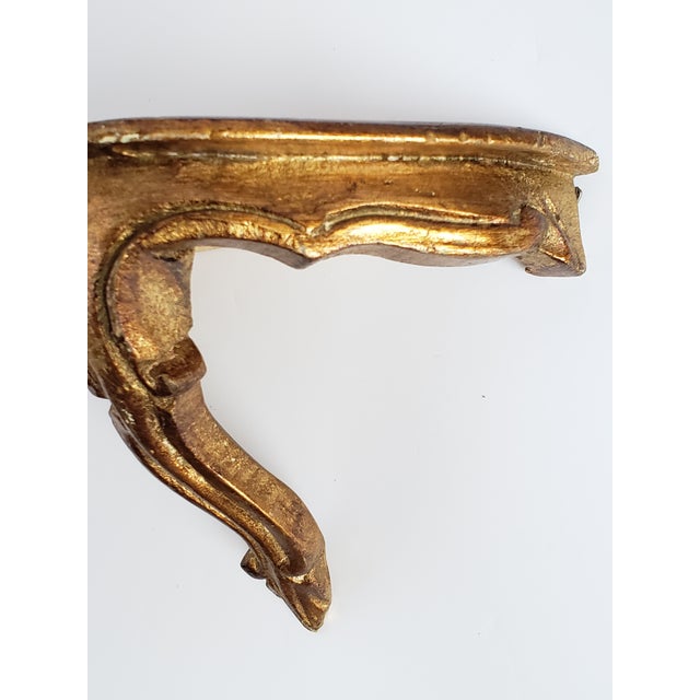 1960s Vintage Florantine Small Giltwood Shelf For Sale - Image 5 of 12
