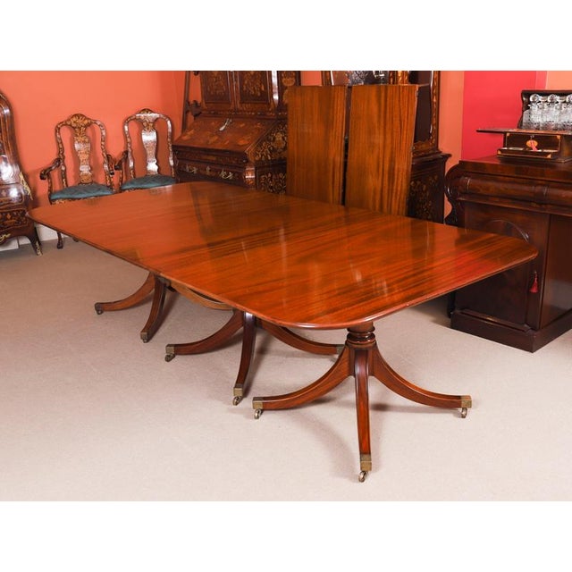 1980s Vintage Triple Pillar Dining Table and Chairs by William Tillman, 1980s, Set of 15 For Sale - Image 5 of 15