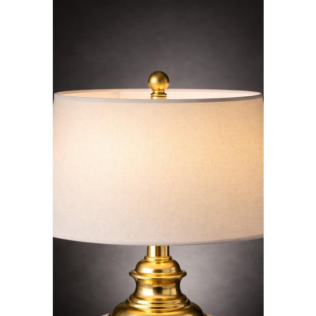 Late 20th Century Hollywood Regency White Fluted Ceramic & Brass Urn Table Lamp, 34” For Sale - Image 4 of 8
