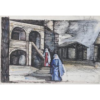 Manuel Lapa, Figure, Mixed Media on Paper For Sale