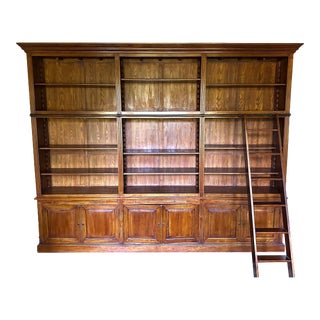 Sarreid Ltd the Royal Library Oak Cabinet With Ladder For Sale