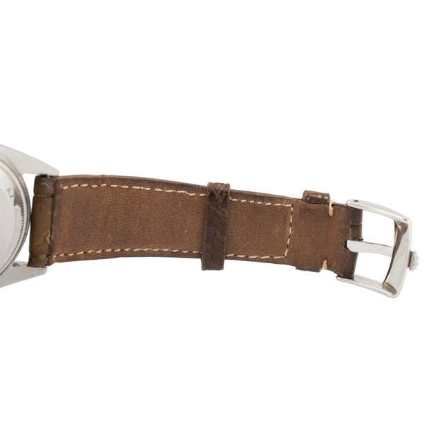 Late 20th Century Vintage Rolex Oyster Perpetual 34mm 1002 Silver Dial Stainless Steel Watch For Sale - Image 5 of 8