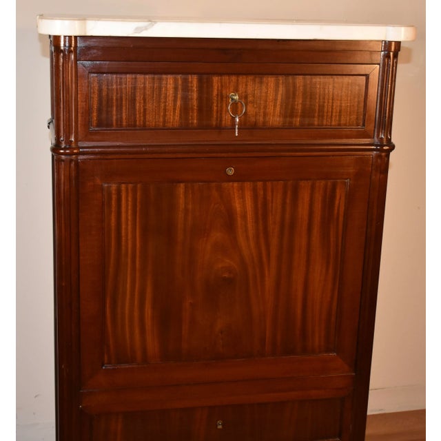1900s Antique French Louis XV Dark Mahogany Secretary Desk Chest of Drawers For Sale - Image 13 of 13