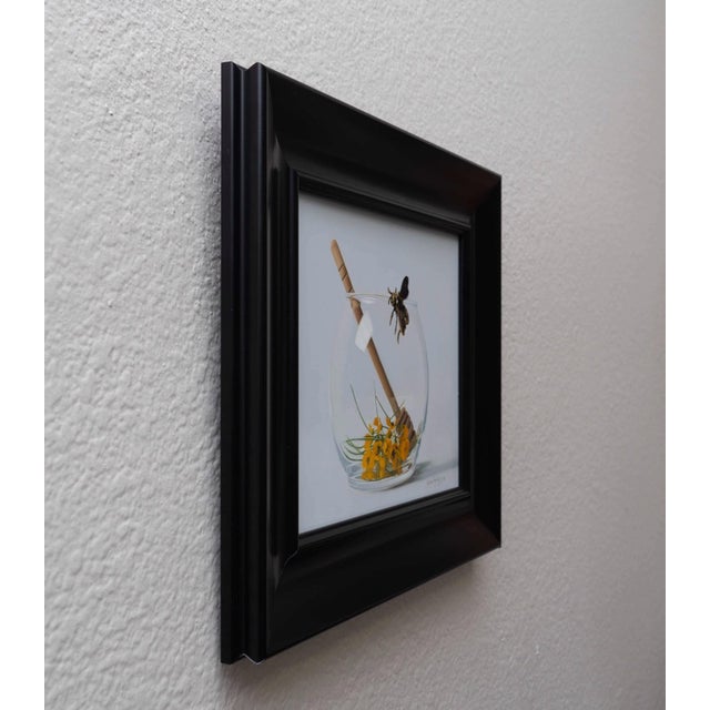 Contemporary The Winged Alchemist by Karina Rodríguez | Oil on aluminum panel Honey dipper and flowers in a glass bowl For Sale - Image 3 of 3
