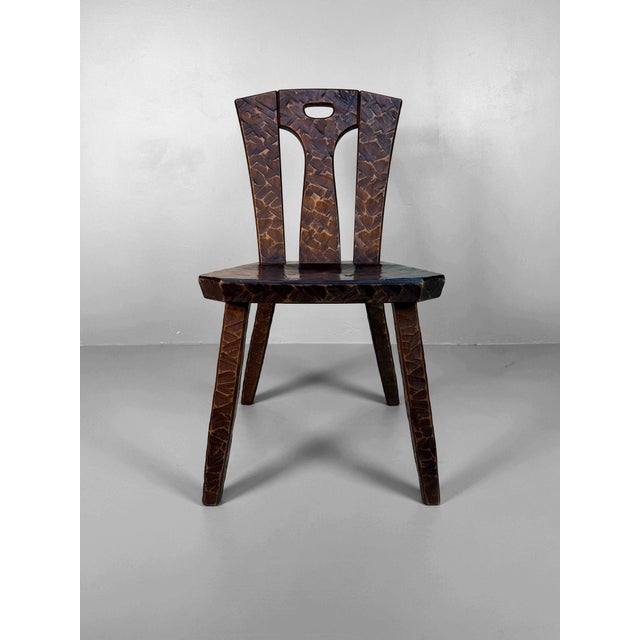 Japanese Wooden Chair with Kamakura-Bori Carving, 1950 For Sale - Image 9 of 9