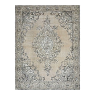 1970s Vintage Persian Handmade Wool Cotton Orange Area Rug For Sale