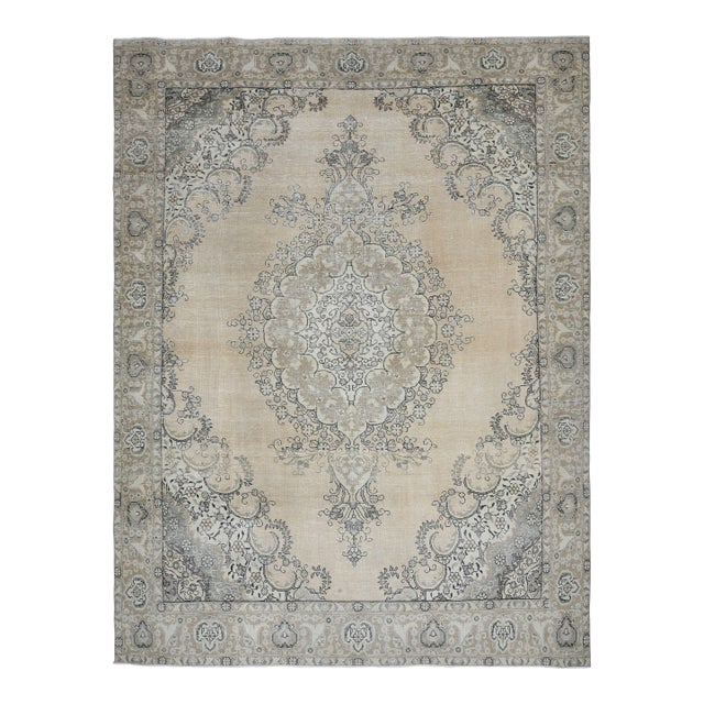 1970s Vintage Persian Handmade Wool Cotton Orange Area Rug For Sale