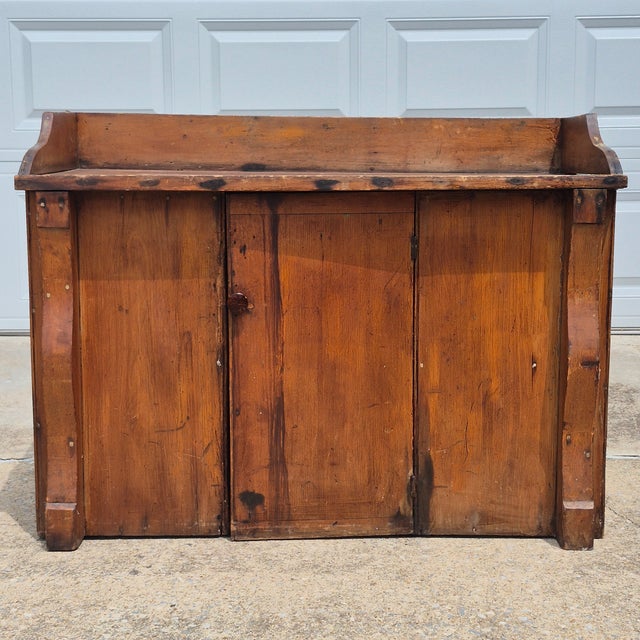 19th Century Antique Primitive Pine Wash Stand Cabinet Cupboard Rustic Farmhouse For Sale - Image 11 of 12