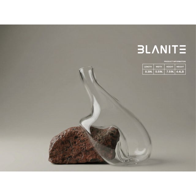 Contemporary Sculptural Crystal Vase With Natural Stone – One of a Kind Coffee Table Art For Sale - Image 3 of 6