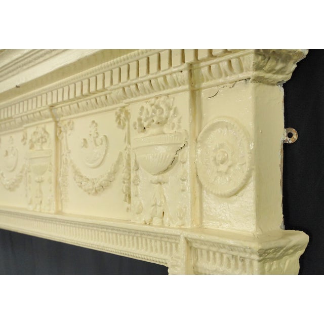 Wood Antique English Regency Painted Wooden Fireplace Mantel For Sale - Image 7 of 12