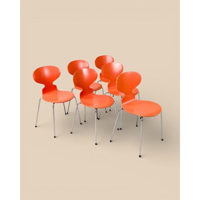 Metal Model 3101 The Ant Chairs by Arne Jacobsen for Fritz Hansen, 1970s, Set of 6 For Sale - Image 7 of 7