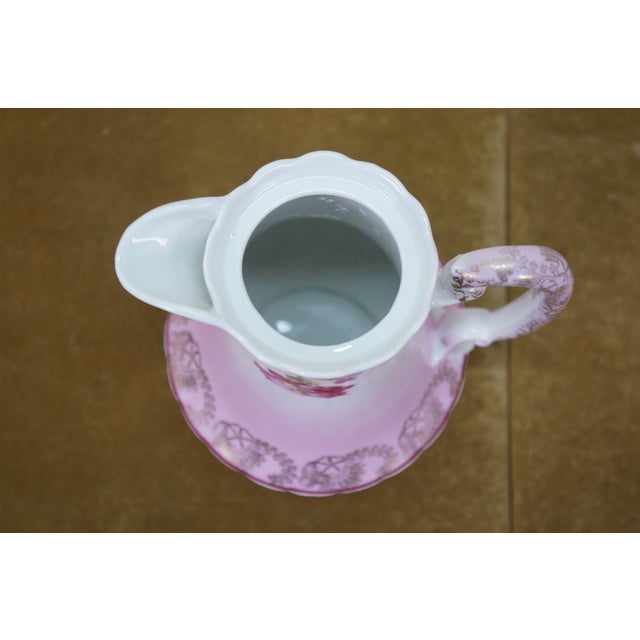 Antique Imperial Austria Pink Floral Chocolate Pot Teapot Tea Coffee Pitcher 9" For Sale - Image 10 of 16