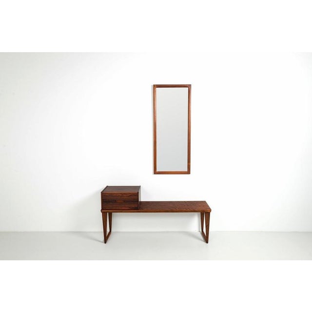Bench and Mirror in Rosewood by Kai Kristiansen for Aksel Kjersgaard, 1960, Set of 2 For Sale - Image 3 of 16