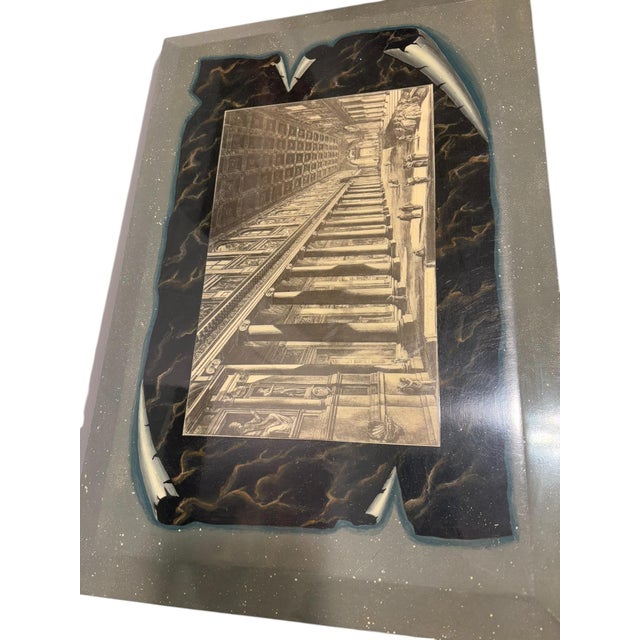 Early 21st Century Maitland Smith Lacquered Storage Trunk With Piranesi Print For Sale - Image 5 of 12