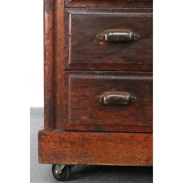 Antique Industrial Quarter Sawn Storage Oak Cabinet For Sale - Image 14 of 16