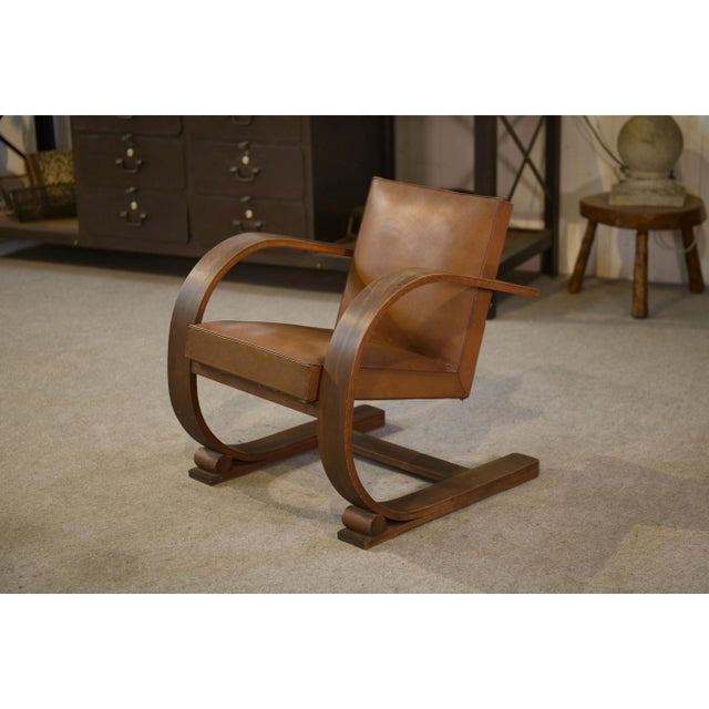 Brown Armchair by Adrien Audoux and Frida Minet for Vibo Vesoul, 1950s For Sale - Image 8 of 15