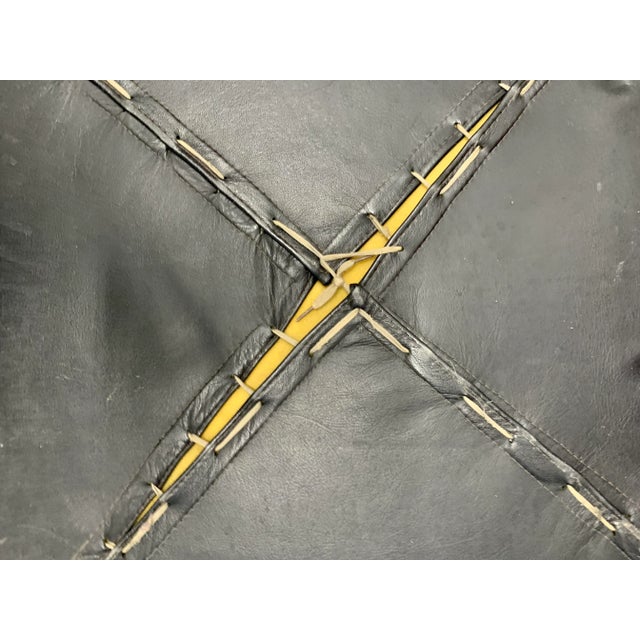 Black Mid 20th Century Danish Leather Patchwork Pouf/Ottoman - a Pair For Sale - Image 8 of 8