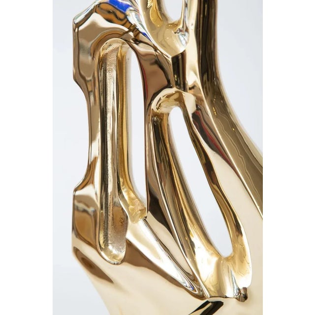 1970s Vintage Brass Abstract Figural Sculpture on Black Granite Base, 1970's For Sale - Image 5 of 9