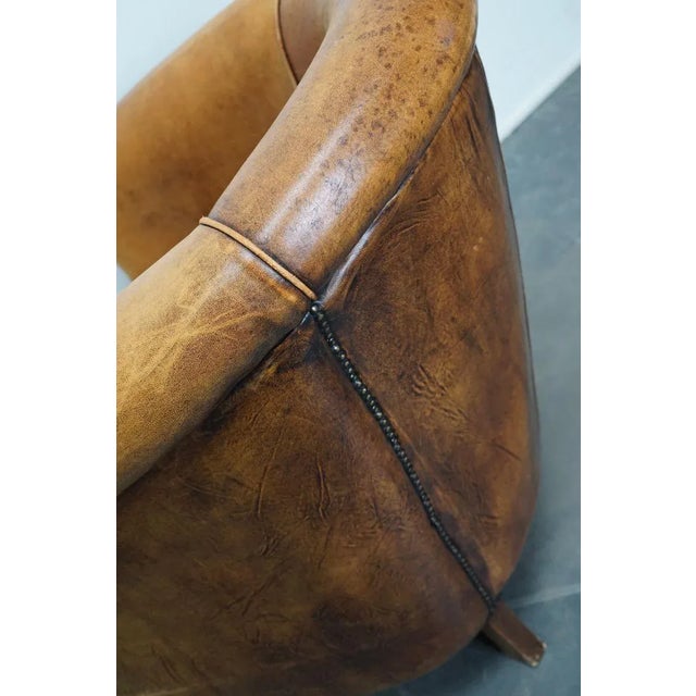 Vintage Dutch Cognac Colored Leather Club Chair For Sale - Image 13 of 15