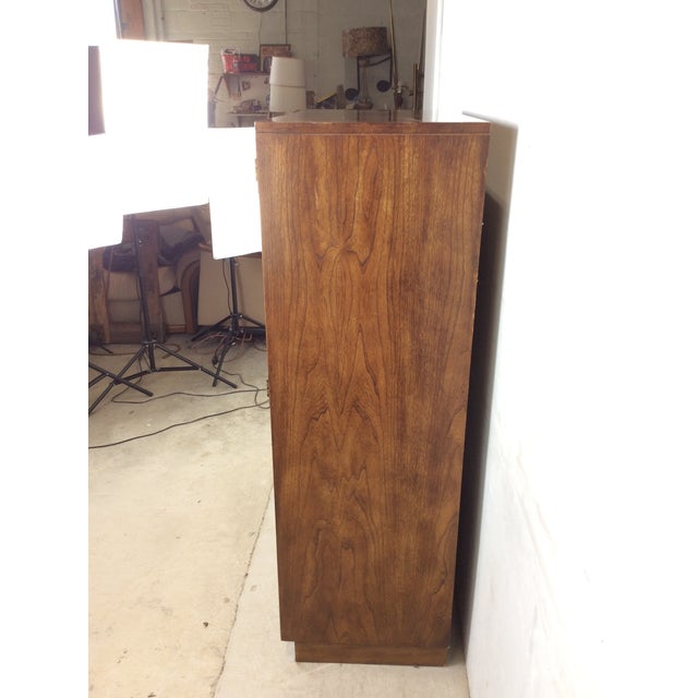 Brown Vintage Campaign Style Armoire With Five Drawers For Sale - Image 8 of 17