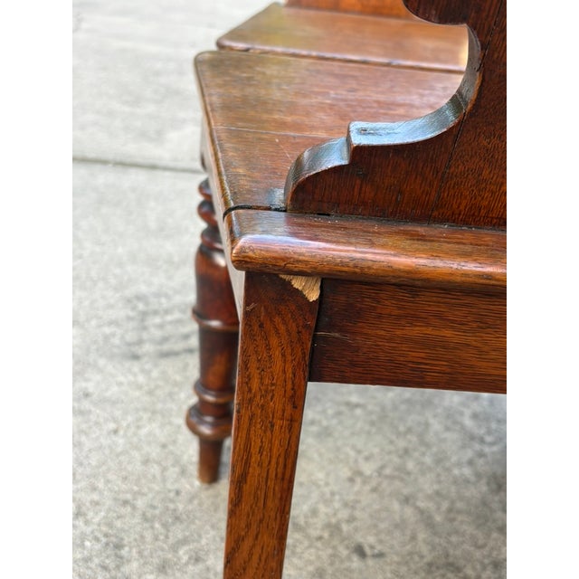 Pair of Early 19th Century English Regency Oak Hall Chairs With Carved Backs For Sale - Image 13 of 18