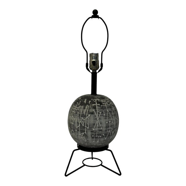 Mid-Century Modern Tribal Motif Table Lamp, Faip 1960s For Sale