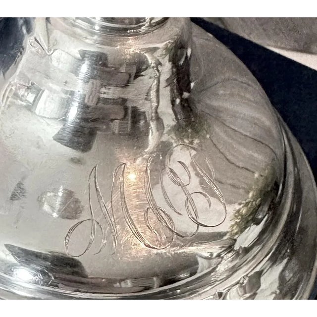 English Lord Saybrook Sterling Silver Candle Holders - Monogrammed Candlesticks - Pair For Sale - Image 3 of 8