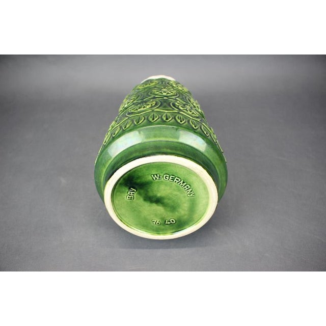 Large Mid-Century Green Relief Vase from Bay Keramik, West Germany, 1970s For Sale - Image 6 of 10