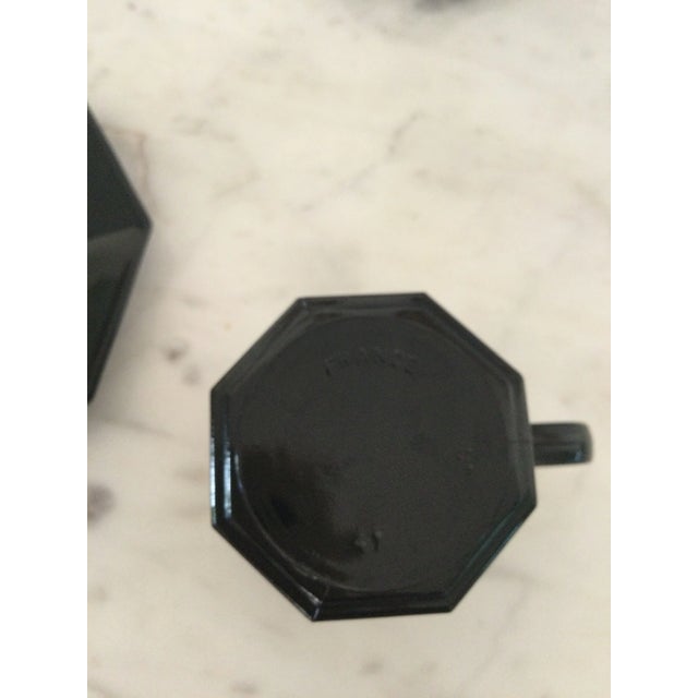 Glass 1980s Vintage Arcoroc France Black Octagonal Espresso Coffee Cups and Saucer Set- 12 Pieces For Sale - Image 7 of 10