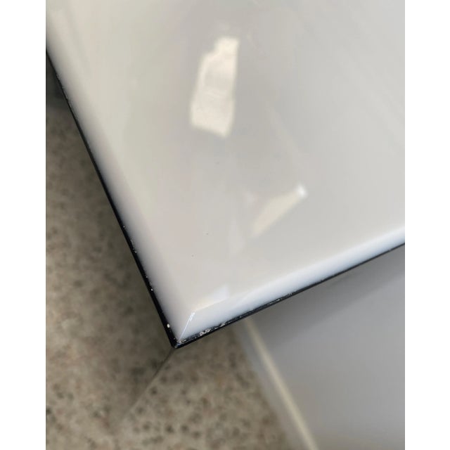 Black 36" Pedestal Illuminated Black and White Lucite For Sale - Image 8 of 12