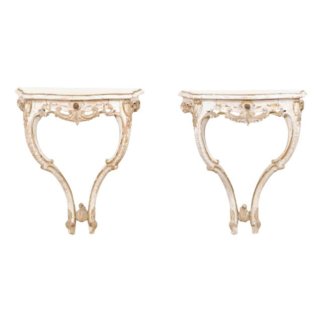 Italian Wall Mounted Consoles - A Pair For Sale