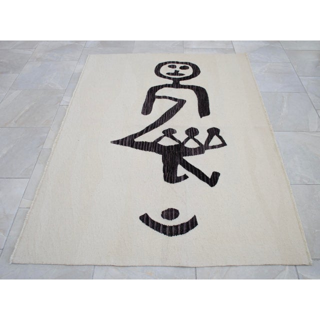 Textile Paul Klee Unfall Inspired Hand Woven Area Rug New 4′ × 5′10″ For Sale - Image 7 of 13