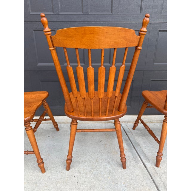 American Set of 4 Tell City Solid Wood Dining Chairs - Vintage Cattail Back For Sale - Image 3 of 5