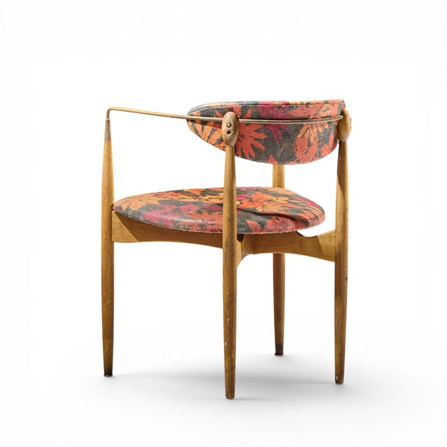 Mid 20th Century Dan Johnson for Selig Viscount Mid Century Brass and Walnut Chair For Sale - Image 5 of 9