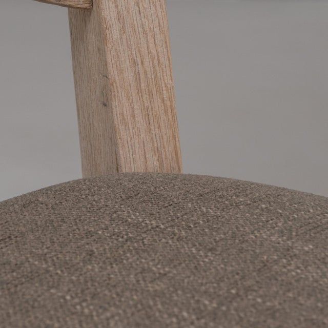 Mid 20th Century 20th Century Belgian Upholstered Oak Ladderback Oak Dining Chairs - Set of 6 For Sale - Image 5 of 18