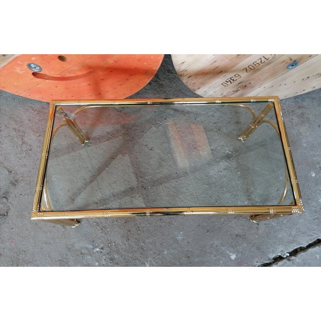 Hollywood Regency Vintage Faux Bamboo Coffee Table For Sale - Image 3 of 10