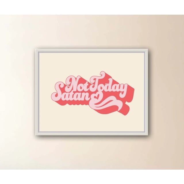 Modern Not Today Satan by Sour Candy Print Giclee on Board, Framed For Sale - Image 3 of 3