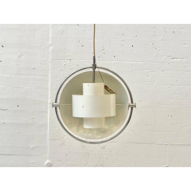 Metal Pendant Lamp with Chrome Ring by Louis Weisdorf for Lyfa, Denmark, 1960s For Sale - Image 7 of 18