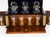 Antique 19th Century Victorian Burr Walnut and Crystal 3-Decanter Tantalus Dry Bar, Set of 12 For Sale - Image 4 of 18