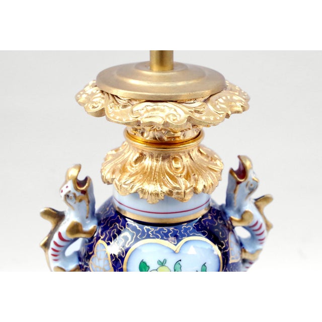 Antique Valentine Porcelain Lamps, Set of 2 For Sale - Image 4 of 9