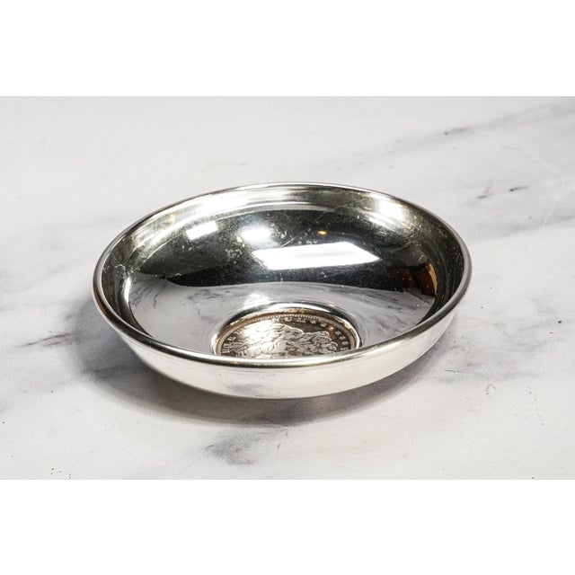 1940s Vintage Cartier Sterling Silver Catchall Dish With 1885-O Morgan Dollar Coin Luxury Dresser Tray Home Decor For Sale - Image 5 of 10