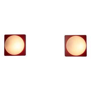 Mid-Century Red Wall Lamps attributed to Paul Neuhaus, 1960s, Set of 2 For Sale