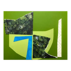 "Techno Meadow Iv" Contemporary Abstract Original Mixed-Media Collage on Paper by Zac Woodiel