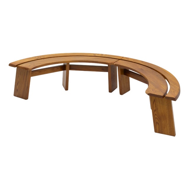 S38 Curved Benches from Pierre Chapo, 1980s, Set of 2 For Sale