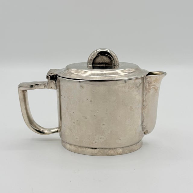 Silver Vintage Art Deco Teapot in the Gio Ponti for Berndorf Design, Silver-Tone Metal For Sale - Image 8 of 8